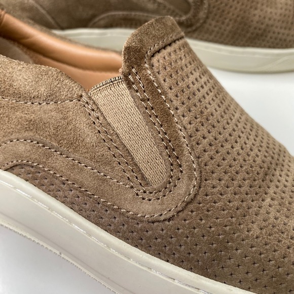 Vince Mens Ace Suede Perforated Slip On Sneakers Tan Size 8‎ US/41 EU main image 4